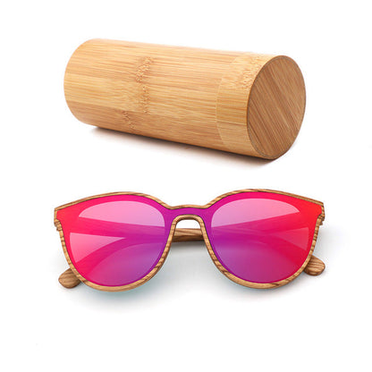 2018 New Fashion polarized wooden women sunglasses Cat's eye full mirror luxury handmade men bamboo wood sun glasses With box