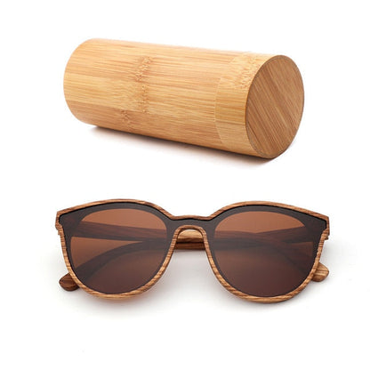 2018 New Fashion polarized wooden women sunglasses Cat's eye full mirror luxury handmade men bamboo wood sun glasses With box