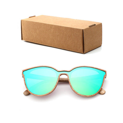 2018 New Fashion polarized wooden women sunglasses Cat's eye full mirror luxury handmade men bamboo wood sun glasses With box