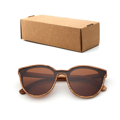 2018 New Fashion polarized wooden women sunglasses Cat's eye full mirror luxury handmade men bamboo wood sun glasses With box