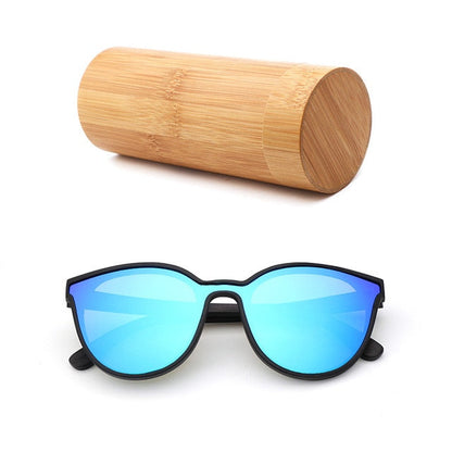 2018 New Fashion polarized wooden women sunglasses Cat's eye full mirror luxury handmade men bamboo wood sun glasses With box